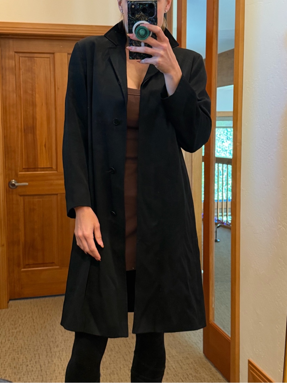 90s Calvin Klein minimalist wool coat long jacket vintage black